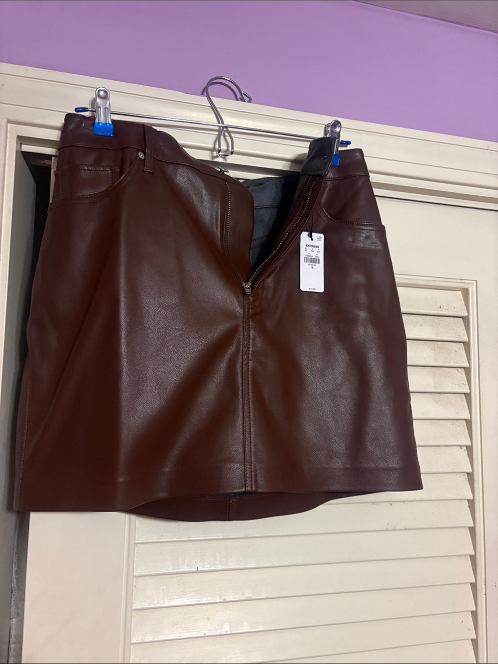 Express Faux Leather Mini Skirt in Dark Brown